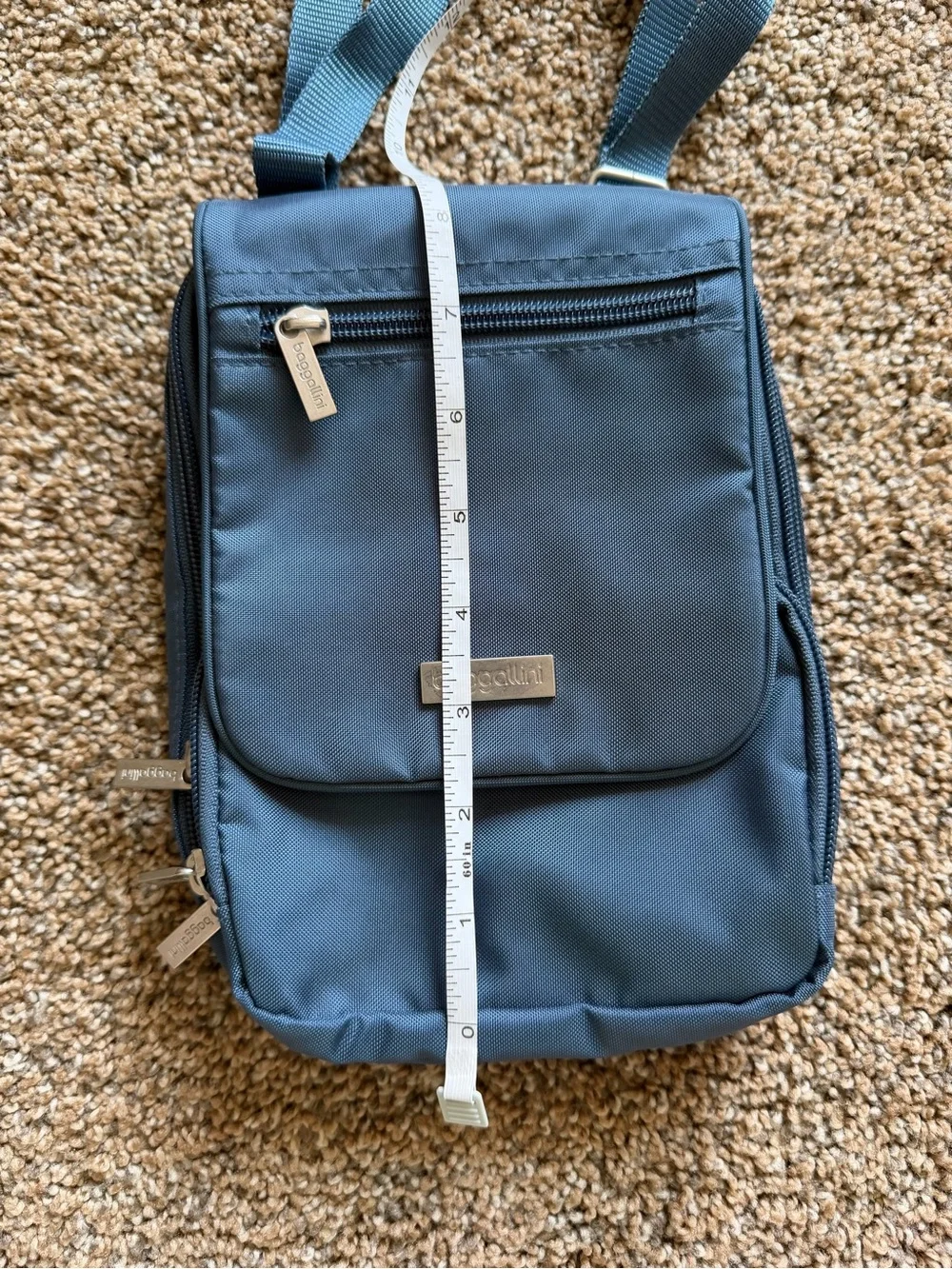 BAGGALLINI Slate Blue Long Nylon Zippered Crossbody Shoulder Bag